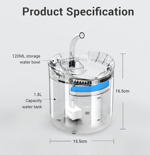 Fuente automática de agua para gatos 2L transparente miniatura 2