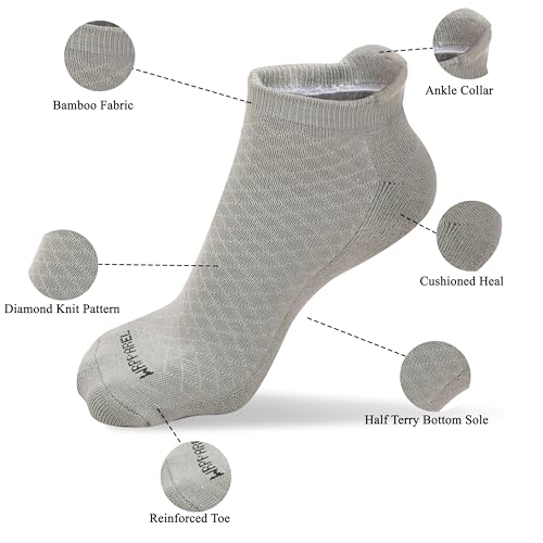 Bamboo Rayon Athletic Mens Ankle Socks Arch Support Half Terry Cushioned Moisture Wicking Workout | 3 & 6 Pairs4