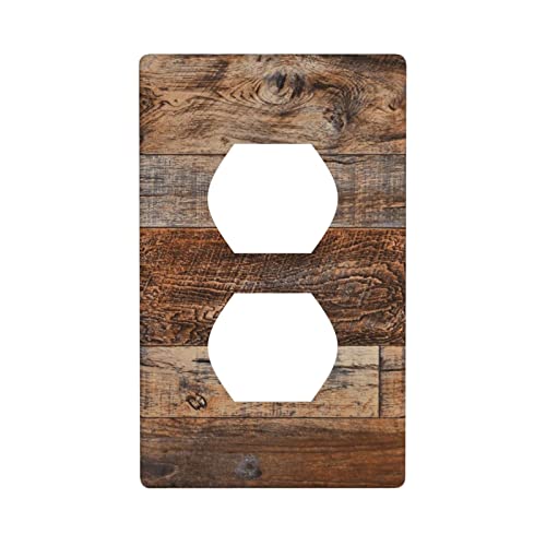 Brown Rustic Wood Outlet Cover Wall Plate Single Duplex Receptacle Cover Electrical Outlet Plate Farmhouse Decorative Switch Plate，4.50 X 2.76 Inch #TOP20