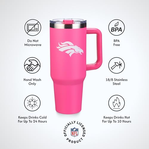 Image of The Memory Company Officially Licensed NFL - Denver Broncos 40oz Pink Game Day Tumbler with Team Logo
