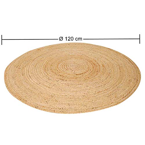 Casa Moro Jute Teppich Tamani Natur Ø 120 cm rund beige braun | Teppich-Läufer im Boho-Chic aus 100% Jute handgeflochten | Natur-Teppich für einfach schöner Wohnen | MA5712 - 2