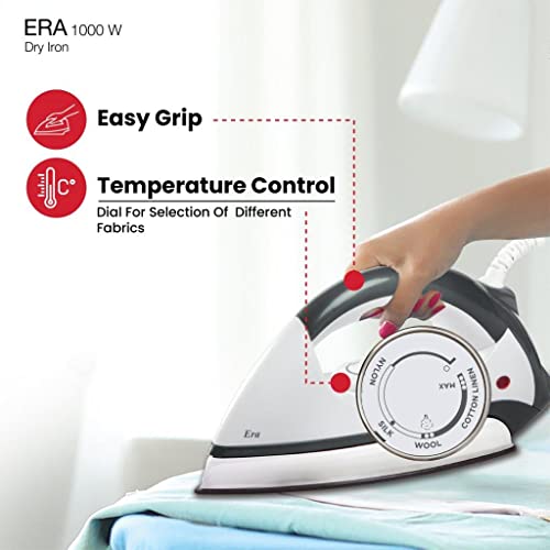 Image of Havells Plastic Era 1000-Watt Dry Iron (Grey /White), 1100 Watts, Pack of 1