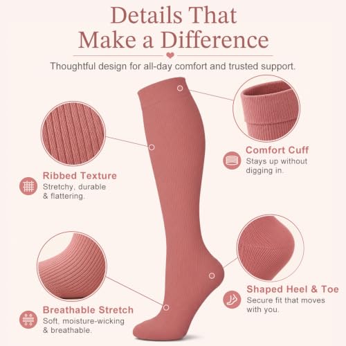 Image of Laite Hebe 4 Pairs-Compression Socks for Women&Men Circulation-Best Support for Nurses,Running,Athletic