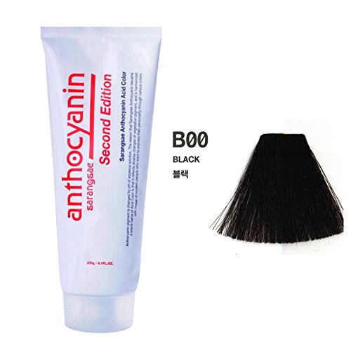 Anthocyanin Hair Manicure Color Second Edition 230g / 8.1 OZ (B00 BLACK) - Semi Permanent Hair Dye Black - Tempting Hair Color -UV Protection - Plant Protein