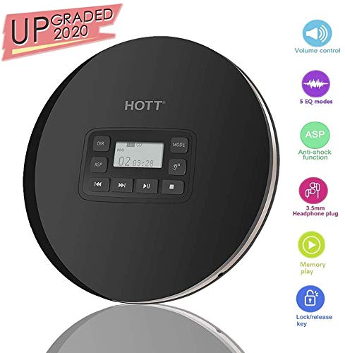 CFZC Lecteur CD Portable Lecteur de Musique, Lecteur de Disque Compact Personnel avec écran LCD Anti-Chocs, Protection de la mémoire, Casque pour Enfants et Adultes, Support MP3, CD-R, CD-RW