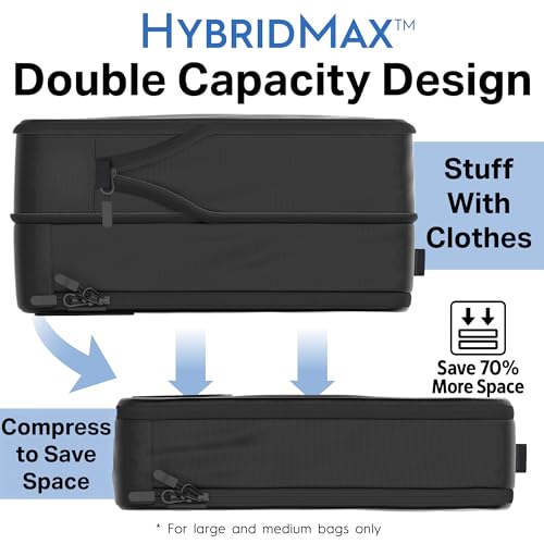 8/4 pc Luxury Compression Packing Cubes & Bags for Travel – Maximize Space in Luggage with HybridMax Double-Capacity Design, 50 Luggage Tags, Deluxe Set, Lifetime Satisfaction Suitcase Organizer Bags