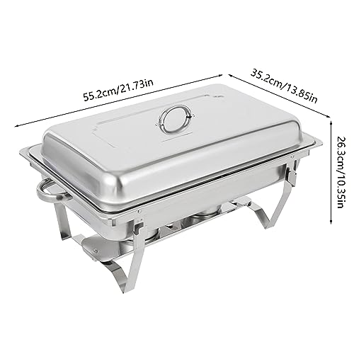 HuKaiL 4.5L*2 Edelstahl Warmhaltebehälter, Speisewärmer Chafing Dish mit Aufhängbarer Deckel, Warmhaltegerät Buffetwärmer für Cafeterias, Hotel, Schulkantinen, Bankette, 55.2 * 35.2 * 26.3cm – Bild 6