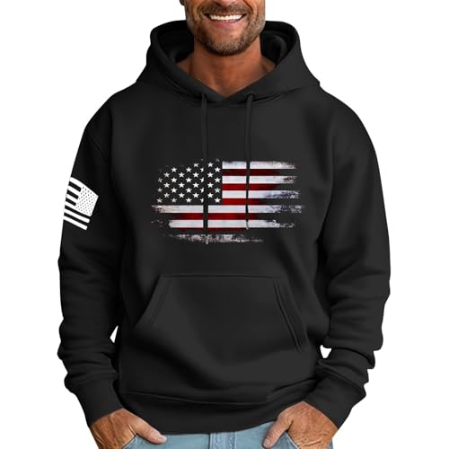 Ymosrh Men's Patriotic Hoodies USA Flag Print Hoodie Unisex Hooded Sweatshirt Pullover Casual Fashion Hoodies, M-6XL