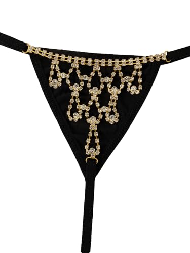 Image of RoseSeek Women's Sparkling Butterfly Chain Underwear Low Rise Cheeky G String Panty