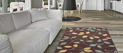 Rubber Backed Runner Rug, (5 Ft Runner) 60 In X 22 In , Brown Floral, Non Slip, Kitchen Rugs And Mats #TOP3