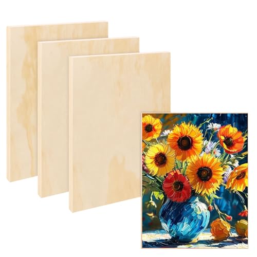 Geytetqi 4 Pack Unfinished Wood Canvas Panels, 11 x 14 Inch Pine Wood Paint Pouring Panel Boards, Studio 3/4, Versatile Wood Panel Boards for Painting, Craft, and Pouring Art