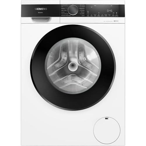 Siemens WG44G2F41, iQ500, Waschmaschine 9 kg, 1400 UpM, automatische Fleckenentfernung, weniger Bügeln mit smartFinish, varioSpeed für schnelles Waschen, i-Dos, Nachlegefunktion, aquaStop, Weiß