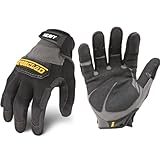 Ironclad Heavy Utility Work Gloves HUG, High Abrasion Resistance, Performance Fit, Durable, Machine Washable, (1 Pair), LARGE, Black & Grey