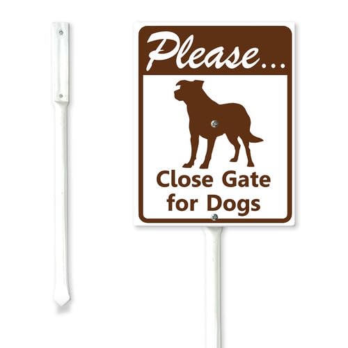 Geroclonup Please Close Gate For Dogs Yard Sign with Metal Stake 17.5x22cm Sturdy Rust Free Fade Resistant Aluminum Garden Decorations for Home Lawn Outdoor Use