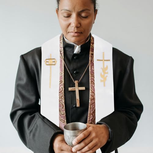 Estola de pastor bordada con cruz y borlas para túnica sacerdotal 5