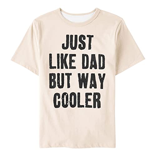 Father's Day Letter Printing T Shirt for Kids Unisex Crewneck Cotton Comfy Soft Loose Casual Top Family Matching Cat and