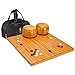 Yellow Mountain Imports, Set Go in bambù 2 cm con Griglie Reversibili 19x19 / 13x13, Gioco da Tavolo con Pietre Convesse Melamina e Ciotole di bambù