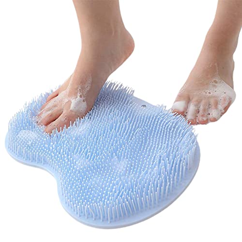 FLAVNT Tappetino per Piedi Scrubber, Pad Massaggio Doccia Piede Spazzola Antiscivolo con Ventose, per la Cura dei Piedi, Circolazione del Piede e Riduce il Dolore ai Piedi (Blu)