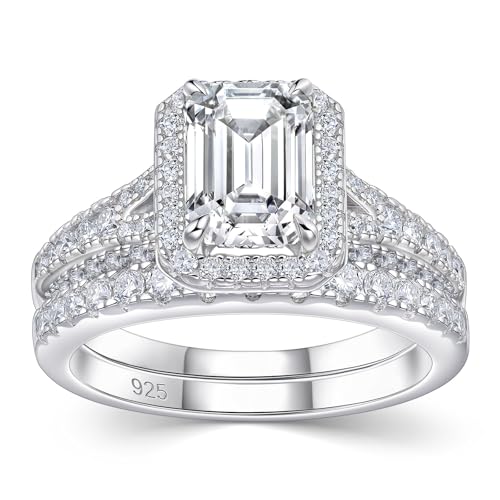 Newshe Jewellery Moissanite Wedding Sets for Women 925 Sterling Silver Bridal Set Oval Engagement Ring Sets Promise Eternity Size 5-10