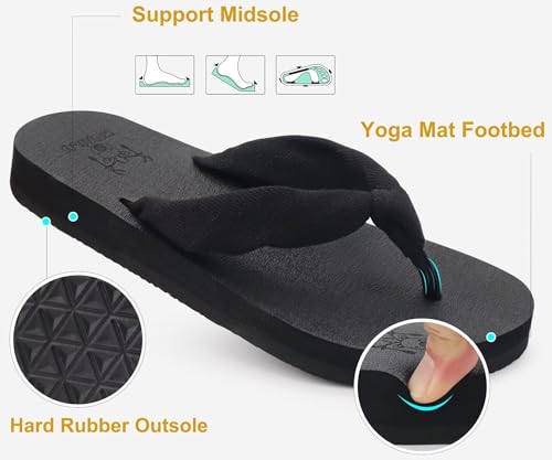 Image of KuaiLu Flip Flops for Women with Arch Support Summer Beach Thong Sandals | Comfortable Yoga Mat Walking Shoes Cushion Slip On Casual Outfits Indoor Outdoor