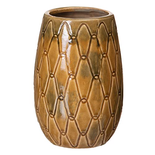 Vase en céramique moutarde 15x15x22,5 cm pour décoration de salon - 2