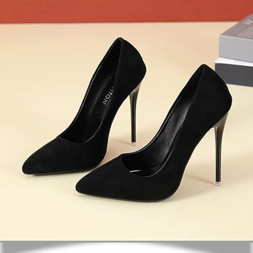 LUXINYU,Women Pointed Toe Heels Solid Suede Elegant Ladies Pumps Sexy Stiletto Shallow Heeled Dress Shoes Comfort Breathable Work Shoes2