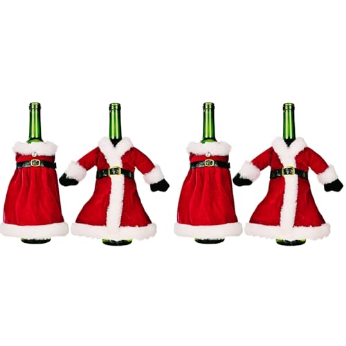 Accessoire bouteille Noël en velours, décoration de table repas de fête