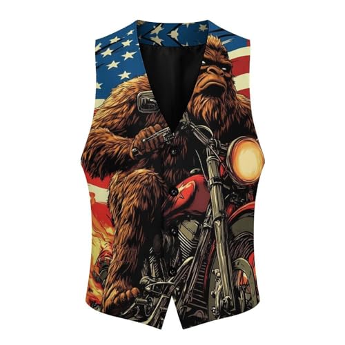 Vintage Bigfoot Men's Suit Vests Business Formal Dress Vest V-Neck Waistcoat for Wedding Casual4