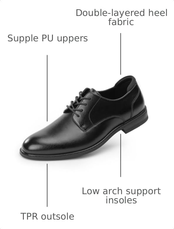 Image of Men's Oxfords Classic Dress Lace Up Shoes, Leather Lined, Heel Pad Design for Formal Occasions