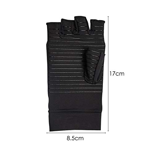 TRIXES Compression Gloves - Copper Infused, Insulating, Fingerless, Medium Size, Black - Image 2