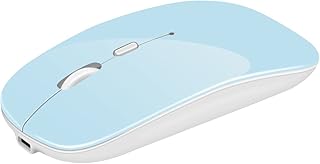 Tasnme Wireless Bluetooth Mouse for MacBook Pro/Air/Mac/iPad/Galaxy(Rechargeable/LONG-Life Battery/Sensitive/Silent/Slim) Windows/Android/iOS/Linux Laptop Computer Mouse Blue