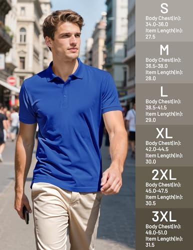 Image of MIER Men's Cotton Pique Polo Shirts, Short Sleeve Golf Work Casual Tops