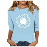 Blusenshirt Damen 3/4 Arm - Damen T Shirt mit 3/4 Ärmeln Galaxy Sternenhimmel Motiv Rundhalsausschnitt 3/4 Ärmel Damen Shirt 3/4 Arm