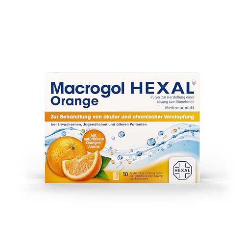 Macrogol HEXAL Orange | 10 St | Wirksame Hilfe bei chronischer Verstopfung | Wirkt sanft | Angenehmes Orangen-Aroma