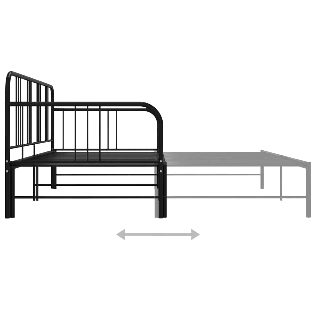 vidaXL Estructura de Sofá Cama Extraíble Matrimonial Versátil Mueble Invitados Hogar Salón Sala de Estar Multiusos Robusto de Metal Negro