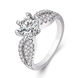 Luxury Diamond Silver Ring Bride Ring Engagement Wedding Ring Prong Setting Zircon Rings Jewelry for