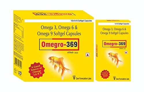 Image of Omegro 369 Health Supplement with Omega 3, Omega 6 & and Omega 9 For a Healthy Life.(Pack of 10 strips)
