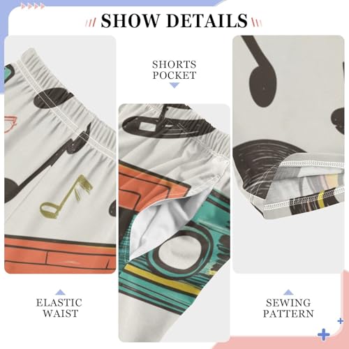 ZZXXB Colorful Cassette Tape Boys Long Pants Soft Trousers Elastic Waist Kids Lounge Bottoms with Pockets S-XL4