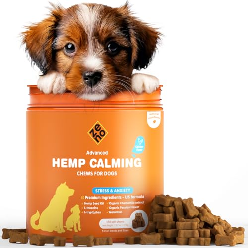 ZENO Hemp Calming Chews for Dogs Anxiety - 150 pcs - Dog Anxiety Relief with Melatonin - Calming Chews for Stress Travel Check-up Barking or Grooming - Chicken Flavor