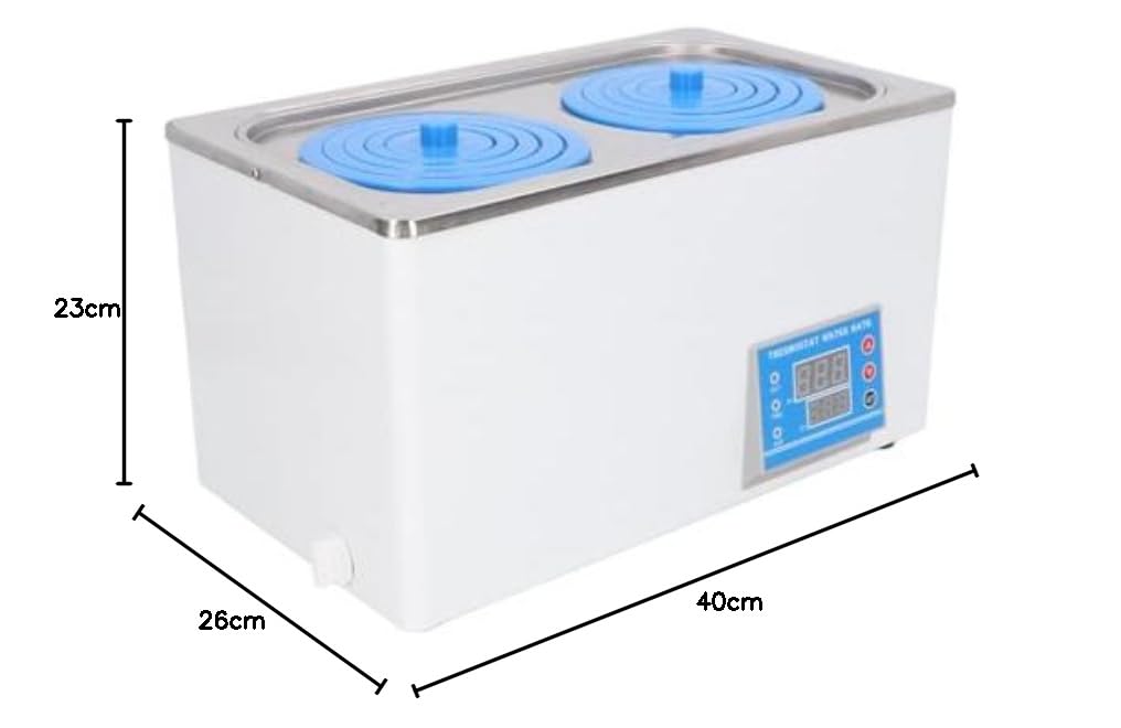 Bagnomaria Termostatico Digitale da Laboratorio, 7 Litri, 600W, Acciaio Inossidabile, Display LED Doppio, Controllo Temperatura RT-99.9¡æ, 2 Aperture
