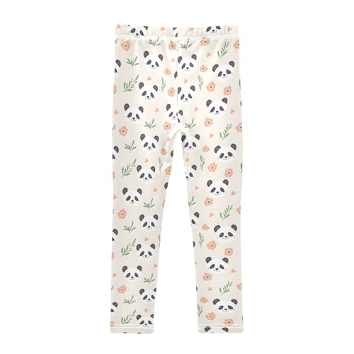 Cute Panda Bear Flower Girls Leggings Soft Stretch Workout Yoga Dance Pants for Kids Casual Tights2
