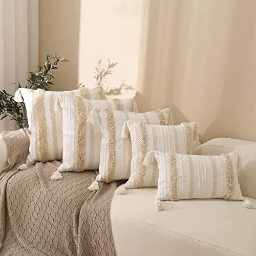 Blue Page SQ1029-CREAM-42X42 Boho Throw Pillow Covers 18X18 Neutral Tufted Decorative Pillows Cover thumb #4