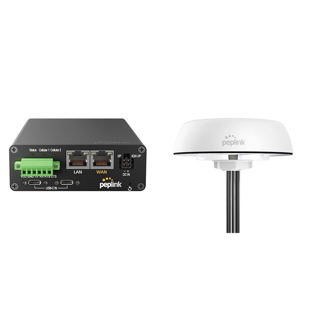 Peplink MAX Transit Duo Pro 1 WAN Port, 1 LAN Port, 2 LTE Modems, 2 SIM Slots Router and Peplink 42G 5G/LTE Ready 2x2 MIMO Dual Band Wi-Fi Antenna System