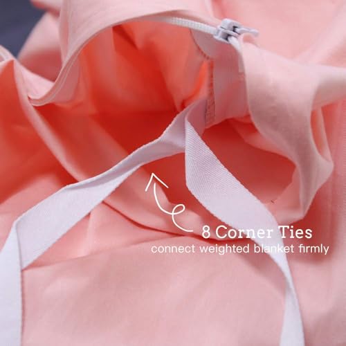 Image of ZonLi Duvet Cover for Weighted Blanket - Light Pink, 60'' x 80'', Breathable Soft Queen Size Removable Cooling Comforter Cover for All Season