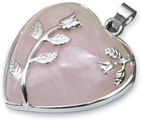 Linyena Jewellery of Pendant of jade Precious The Flower Of The Heart Of Stone of Rose Quartz 1pc that are Accessories