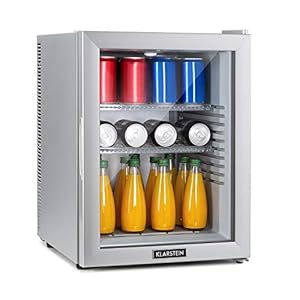 Klarstein Brooklyn – Minibar minikoelkast, thermo-elektrisch koelsysteem, 3-traps koeling: tot 12 ° C, EcoExcellence-systeem:, geruisloos: 0 dB, 42 liter, zilver