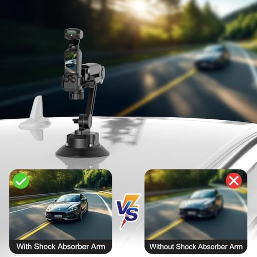 Image of yantralay Electric Suction Cup Camera Mount with Z-Spring Shock Absorber Arm | Compatible with Insta 360 /X5 /X4, D JI Os mo Action 6 /5 /4, Go pro Hero 13 /12 | Action Camera Accessories