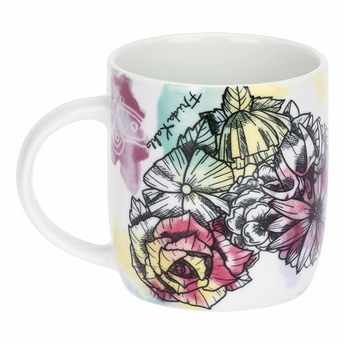 THUN - Mug in porcellana Hearts x Frida Kahlo - porcellana - Collezione x Frida Kahlo - 300 ml, Ø 8.5 cm, 10.5 cm h