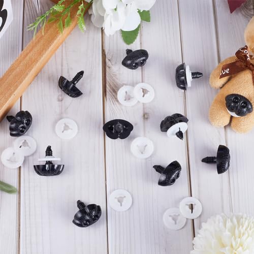 GORGECRAFT 20PCS Large Matte Safety Noses Black Craft Screw Dog Nose 24.5mm Crochet Stuffed Animals Doll Plastic Noses with Washers for Amigurumi Craft Doll Puppet Plush Bear Doll Making Supplies - Image 4