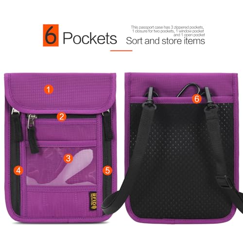 Image of Neck Wallet Lightweight RFID Blocking Waterproof Travel Pouch Passport Wallets for Women Men